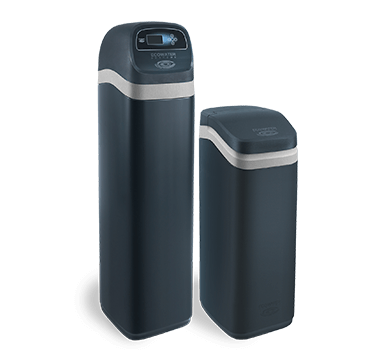Two water softeners are shown side by side.
